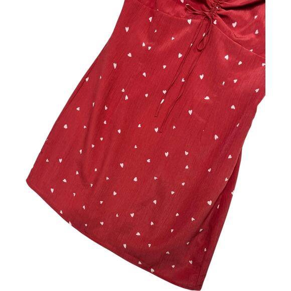 Super Down Revolve Dress Womens XS Red Heart Ruched Tie Mini Valentines Day Sexy - Picture 5 of 14